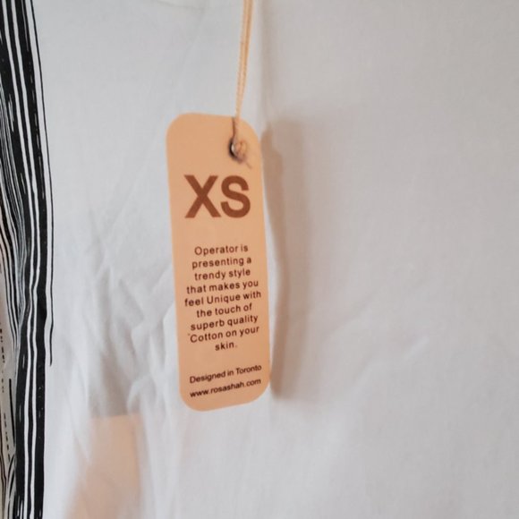 Vintage Operator T Shirt - White with black vertical design. Size XS - Picture 6 of 8